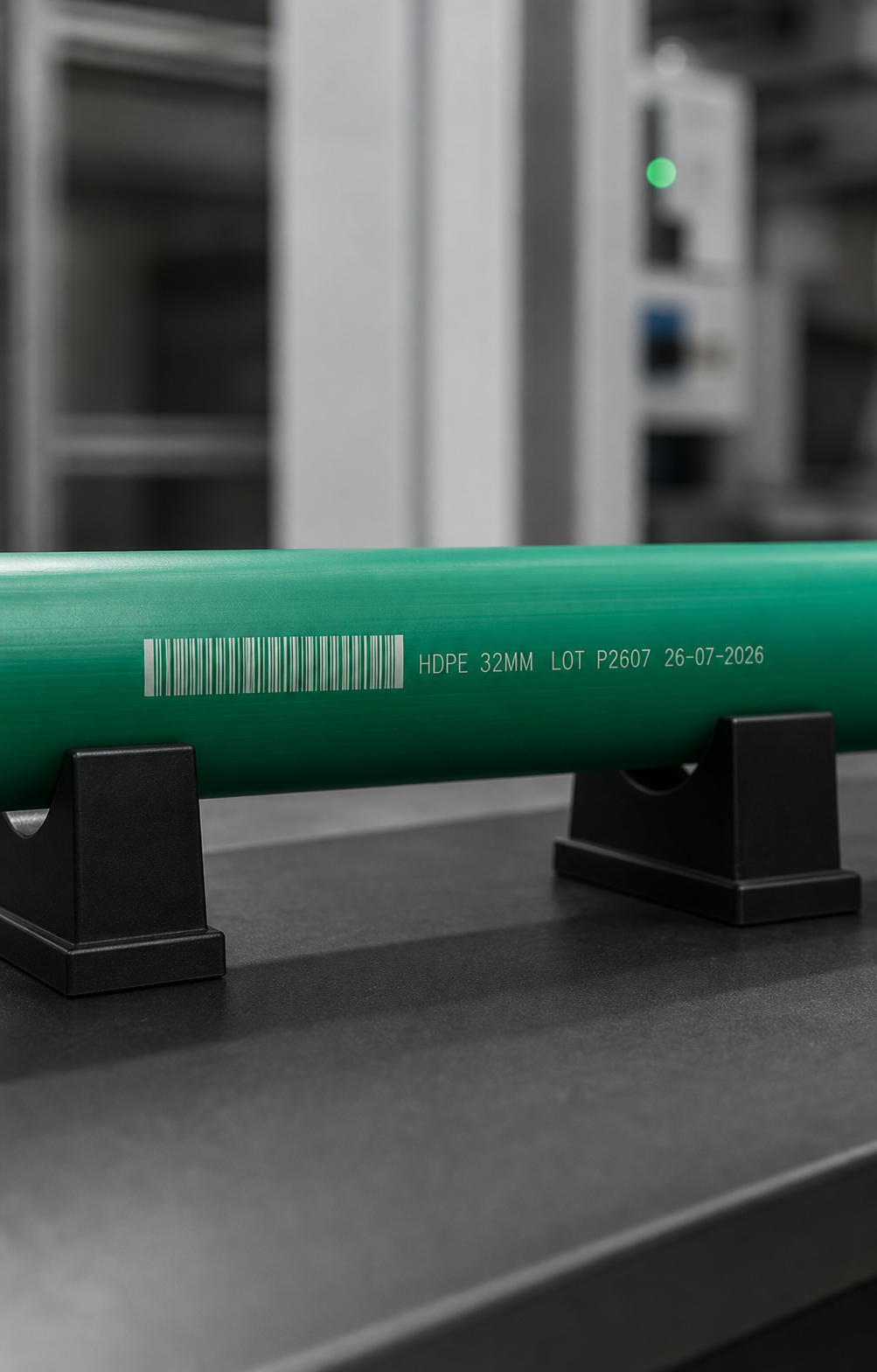 Barcode and batch coding on an HDPE pipe