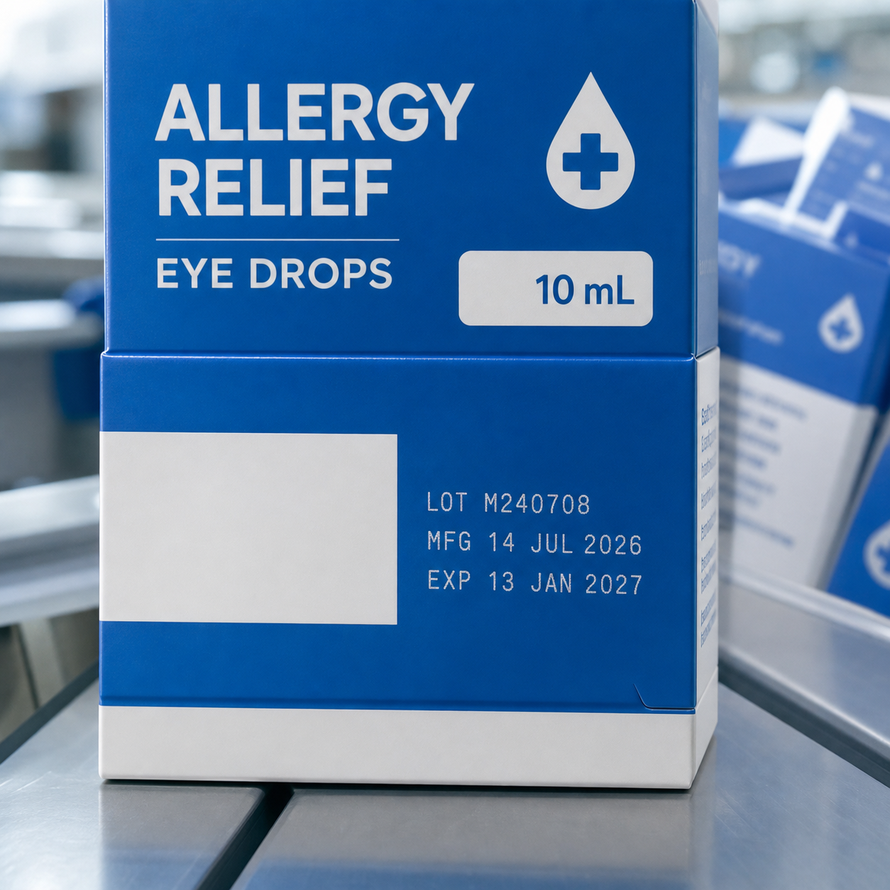 Lot, manufacturing and expiry coding on a pharma carton