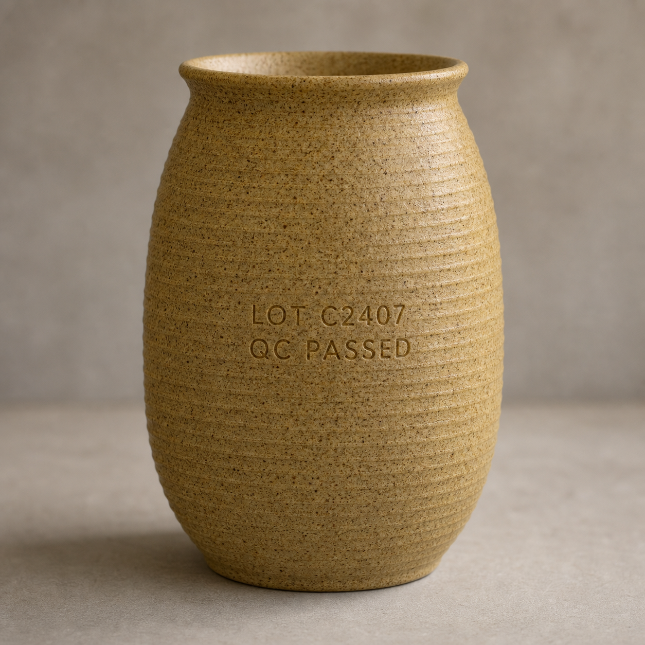 Lot and quality-control marking on stoneware