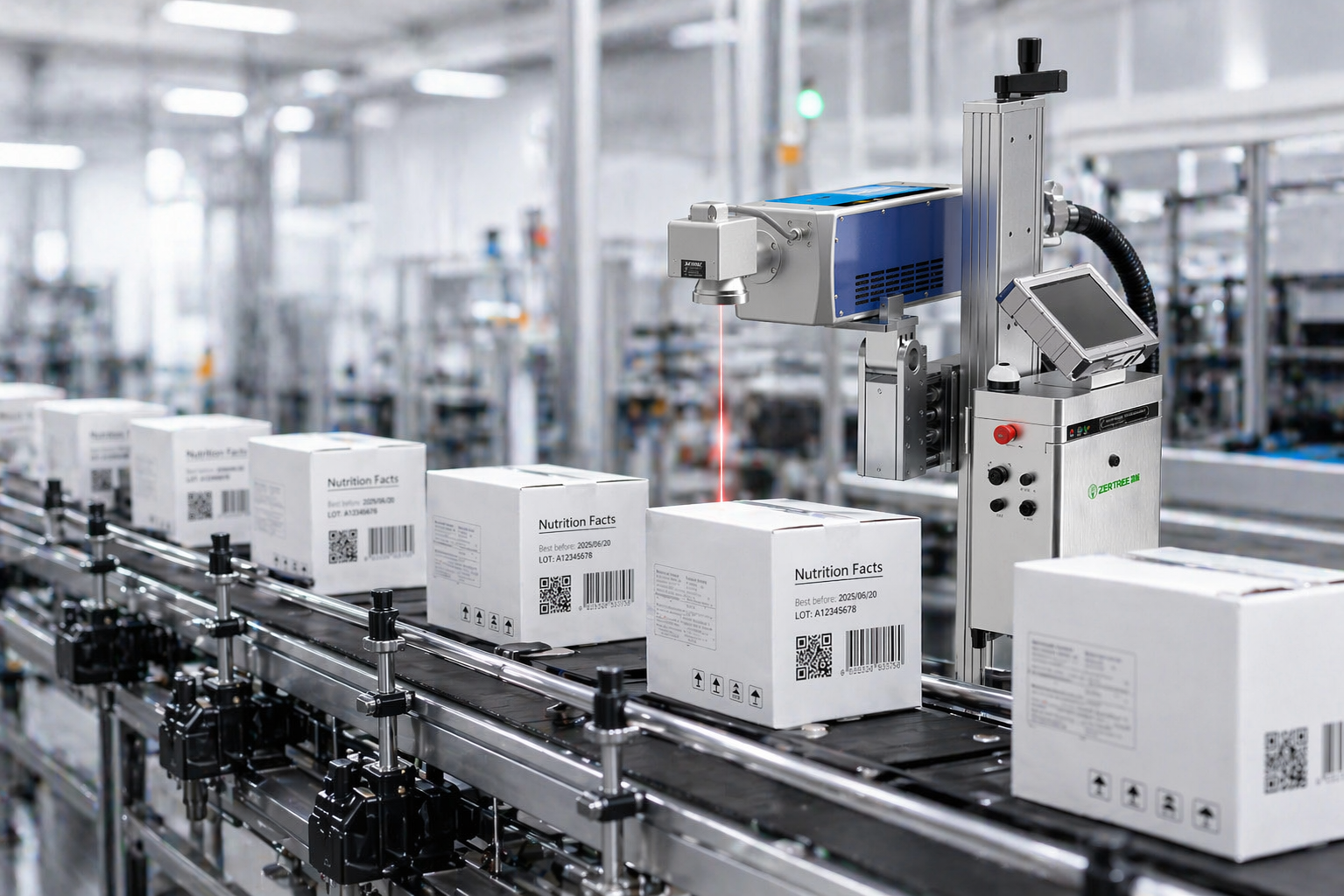 High-speed packaging line laser marking