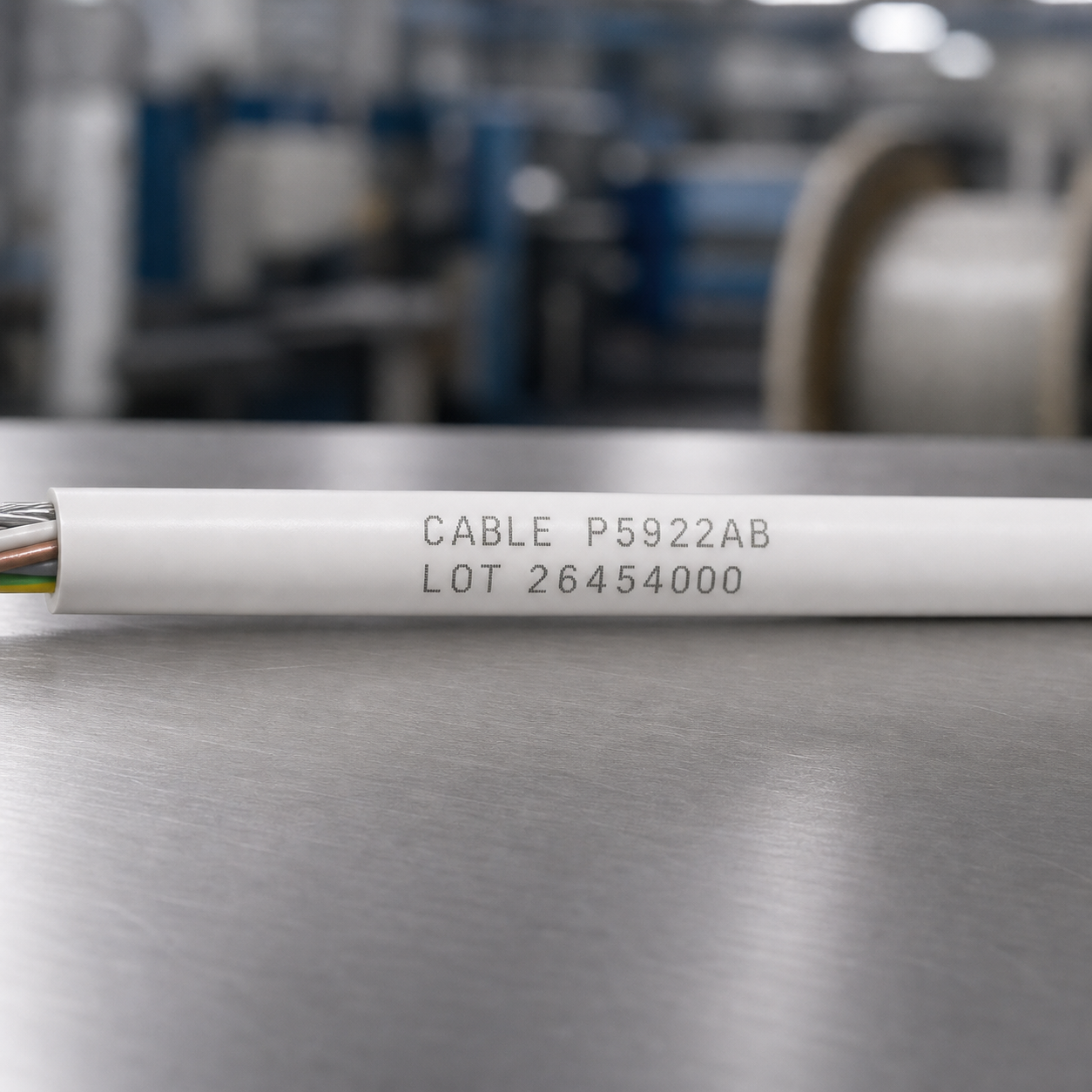 Traceability coding on a white industrial cable