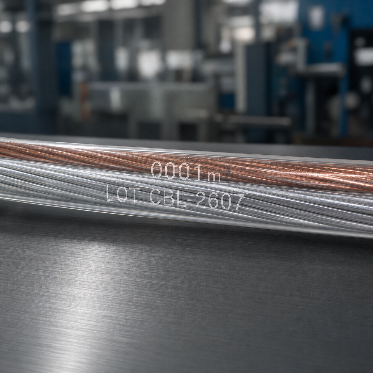 Meter marking on a transparent insulated cable